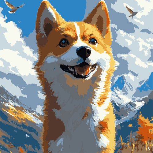 Картина по номерах "Коргі на вітрі" 30х30 см