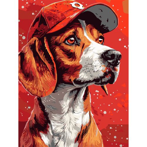 Картина по номерах "Пес у кепці" 30х40 см