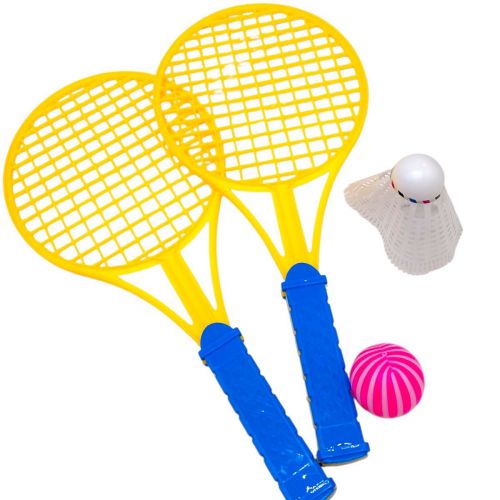 Набір для бадмінтону дитячий (2 ракетки, воланчик і мʼячик) (СИНІЙ)