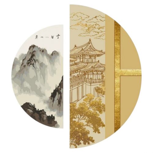 Картина за номерами з фарбами металік "Японський дух" (напівкруги 50 см, 70 см)