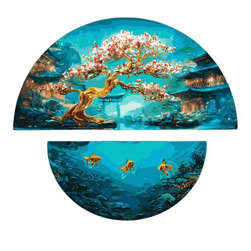 Картина за номерами з фарбами металік "Магія двох світів" (напівкруги 50 см, 70 см)