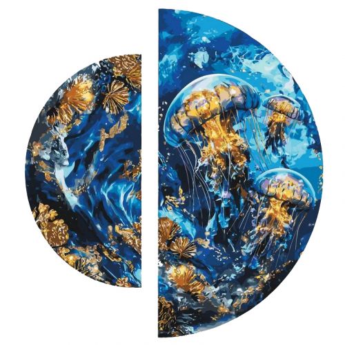 Картина за номерами з фарбами металік "У глибинах океану" (напівкруги 50 см, 70 см)