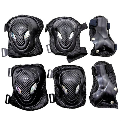 Захисний набір: налокітники, наколінники, запʼястя, у сітці (ЧОРНИЙ)