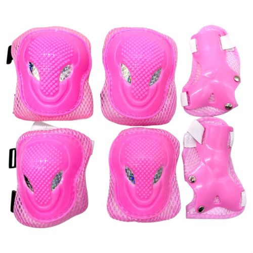 Захисний набір: налокітники, наколінники, запʼястя, у сітці (РОЖЕВИЙ)