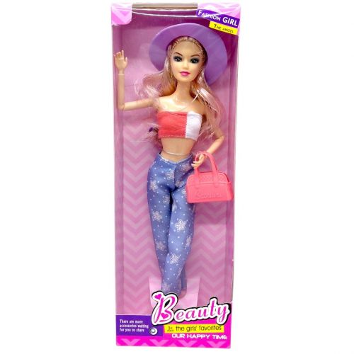 Лялька, типу барбі, в стильному одязі (ДЖИНСИ В КВІТКУ)