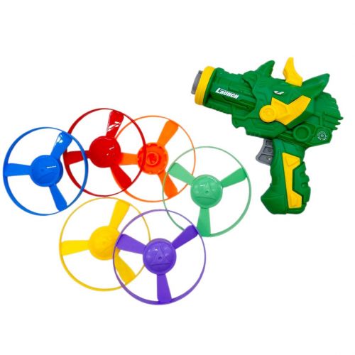Пістолет -запускачка "Динозавр", 6 дисків у пакеті (ЗЕЛЕНИЙ)