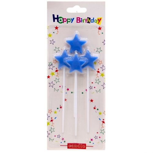Набір свічок для торта Зірочки 4шт (СИНІ)